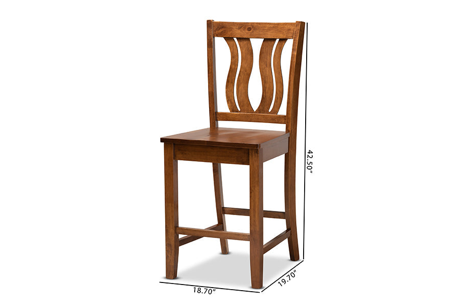 Baxton Studio Fenton Modern and Contemporary Transitional Walnut Brown Finished Wood 2-Piece Counter Stool Set
