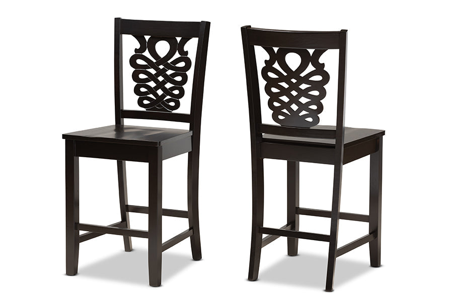 Baxton Studio Gervais Modern and Contemporary Transitional Dark Brown Finished Wood 2-Piece Counter Stool Set