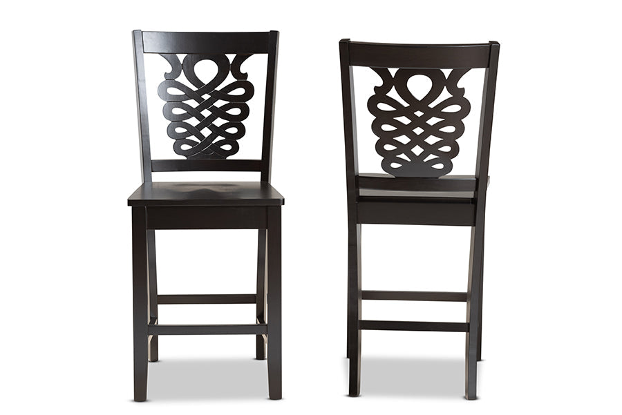 Baxton Studio Gervais Modern and Contemporary Transitional Dark Brown Finished Wood 2-Piece Counter Stool Set