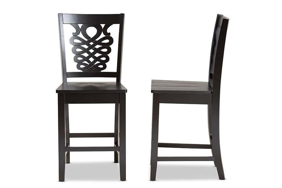 Baxton Studio Gervais Modern and Contemporary Transitional Dark Brown Finished Wood 2-Piece Counter Stool Set