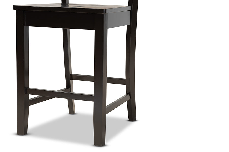 Baxton Studio Gervais Modern and Contemporary Transitional Dark Brown Finished Wood 2-Piece Counter Stool Set
