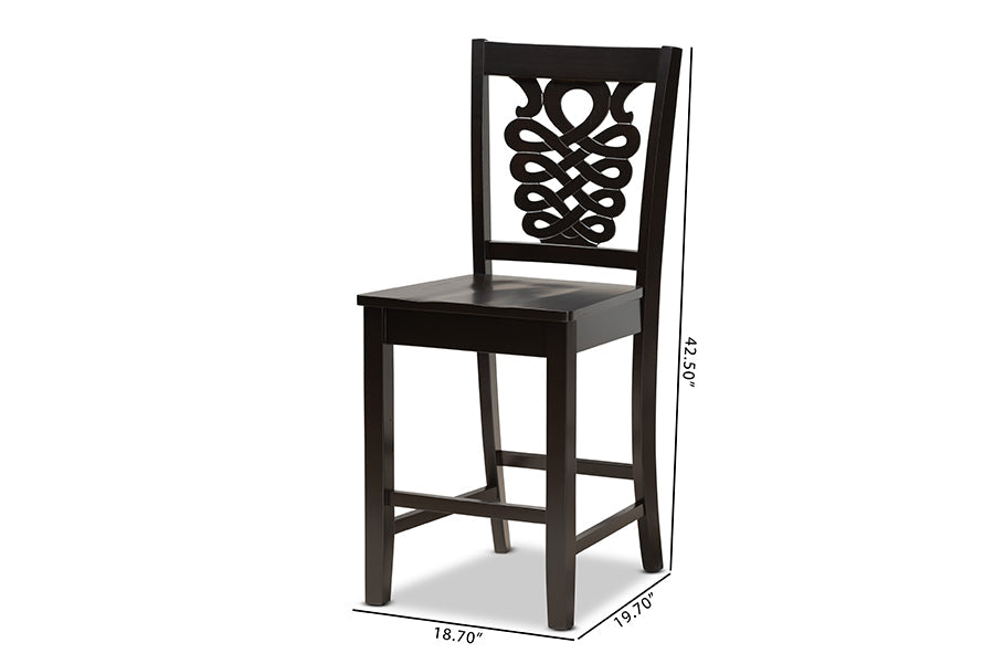 Baxton Studio Gervais Modern and Contemporary Transitional Dark Brown Finished Wood 2-Piece Counter Stool Set