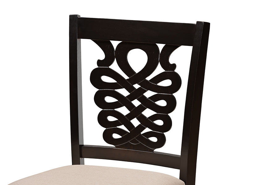 Baxton Studio Gervais Modern and Contemporary Transitional Sand Fabric Upholstered and Dark Brown Finished Wood 2-Piece Counter Stool Set