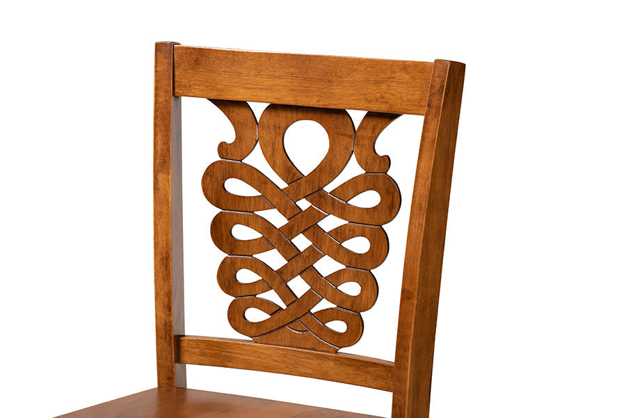 Baxton Studio Gervais Modern and Contemporary Transitional Walnut Brown Finished Wood 2-Piece Counter Stool Set