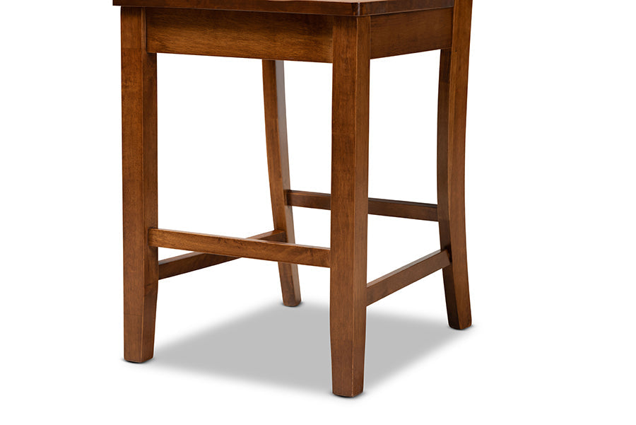 Baxton Studio Gervais Modern and Contemporary Transitional Walnut Brown Finished Wood 2-Piece Counter Stool Set