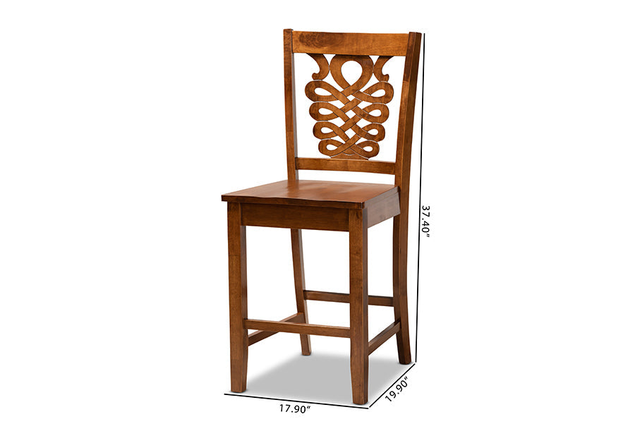 Baxton Studio Gervais Modern and Contemporary Transitional Walnut Brown Finished Wood 2-Piece Counter Stool Set