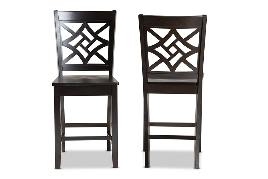 Baxton Studio Nicolette Modern and Contemporary Transitional Dark Brown Finished Wood 2-Piece Counter Stool Set
