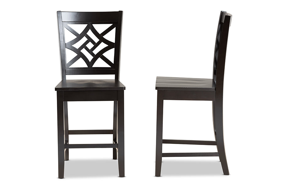 Baxton Studio Nicolette Modern and Contemporary Transitional Dark Brown Finished Wood 2-Piece Counter Stool Set