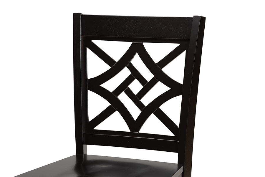 Baxton Studio Nicolette Modern and Contemporary Transitional Dark Brown Finished Wood 2-Piece Counter Stool Set