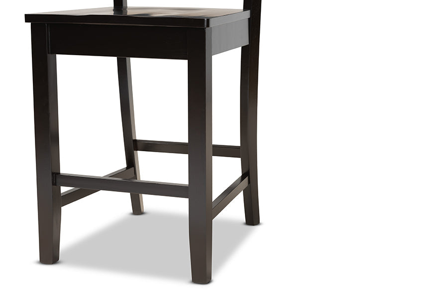 Baxton Studio Nicolette Modern and Contemporary Transitional Dark Brown Finished Wood 2-Piece Counter Stool Set