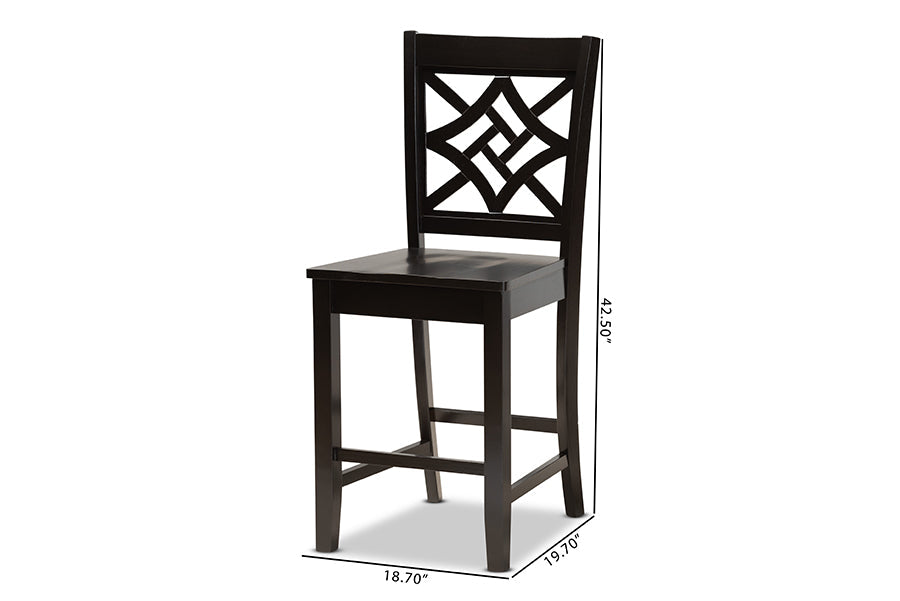 Baxton Studio Nicolette Modern and Contemporary Transitional Dark Brown Finished Wood 2-Piece Counter Stool Set