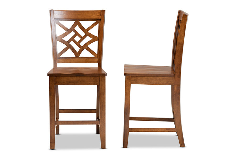 Baxton Studio Nicolette Modern and Contemporary Transitional Walnut Brown Finished Wood 2-Piece Counter Stool Set