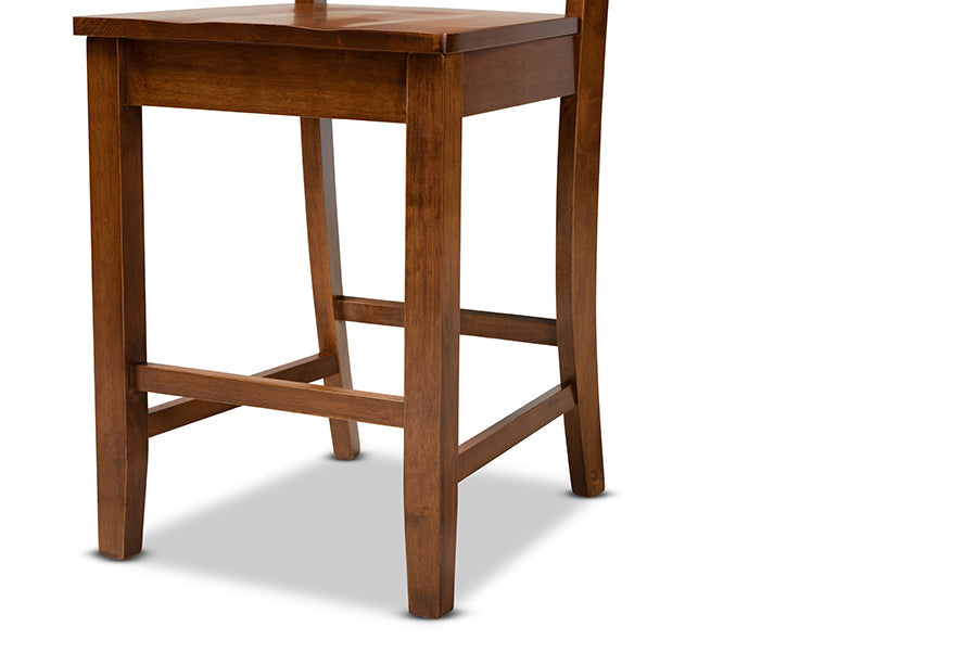 Baxton Studio Nicolette Modern and Contemporary Transitional Walnut Brown Finished Wood 2-Piece Counter Stool Set