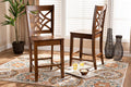 Baxton Studio Nicolette Modern and Contemporary Transitional Walnut Brown Finished Wood 2-Piece Counter Stool Set