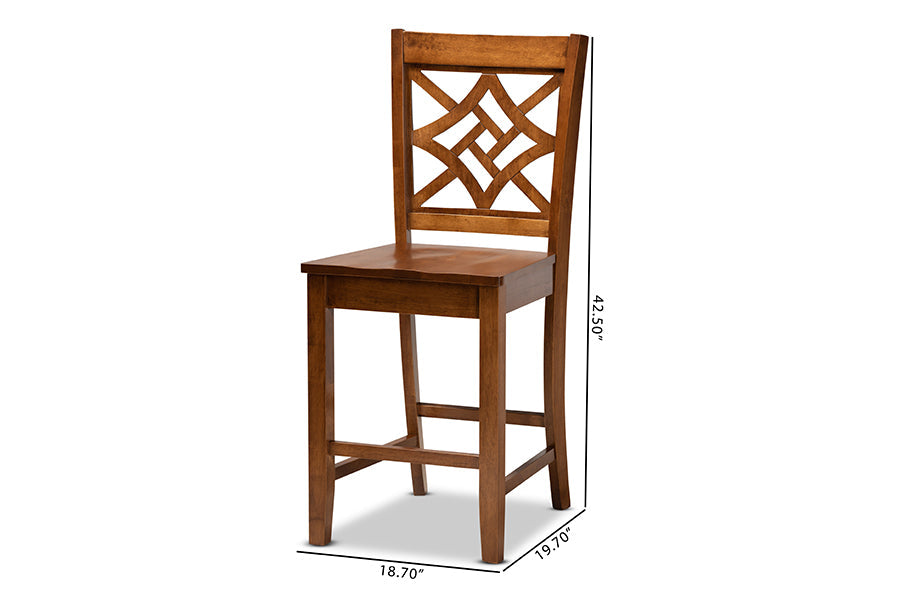 Baxton Studio Nicolette Modern and Contemporary Transitional Walnut Brown Finished Wood 2-Piece Counter Stool Set