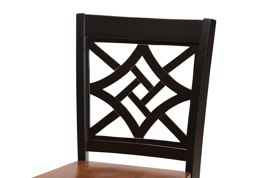 Baxton Studio Nicolette Modern and Contemporary Two-Tone Dark Brown and Walnut Brown Finished Wood 2-Piece Counter Stool Set