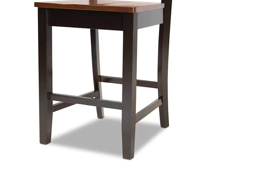 Baxton Studio Nicolette Modern and Contemporary Two-Tone Dark Brown and Walnut Brown Finished Wood 2-Piece Counter Stool Set
