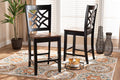 Baxton Studio Nicolette Modern and Contemporary Two-Tone Dark Brown and Walnut Brown Finished Wood 2-Piece Counter Stool Set