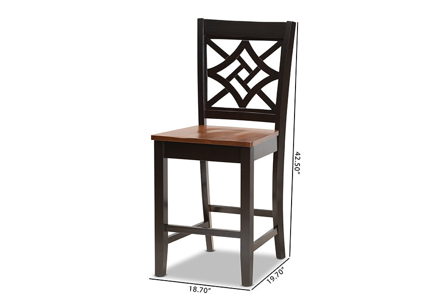Baxton Studio Nicolette Modern and Contemporary Two-Tone Dark Brown and Walnut Brown Finished Wood 2-Piece Counter Stool Set
