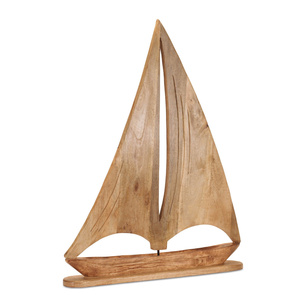 Mango Wood Sailboat Decor 35.5"H