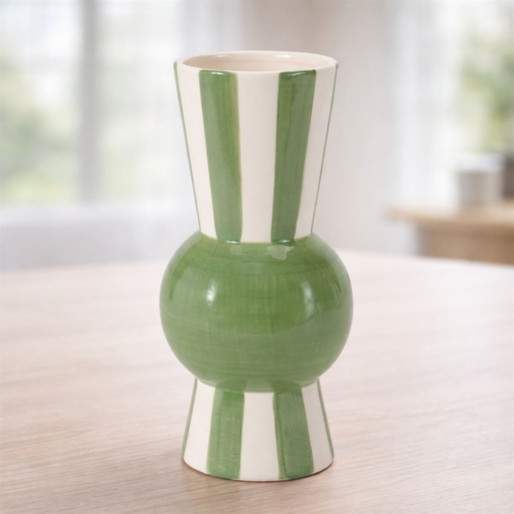 Striped Accent Tapered Vase 8"H