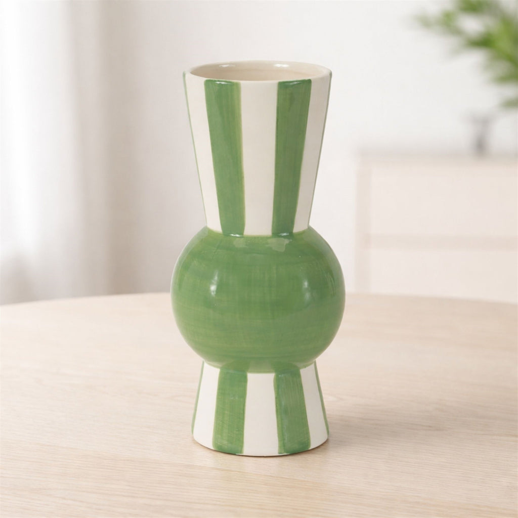 Striped Accent Tapered Vase 8"H