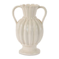 Stoneware led Ribbed Vase 9"H