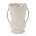 Stoneware led Scalloped Vase 9"H