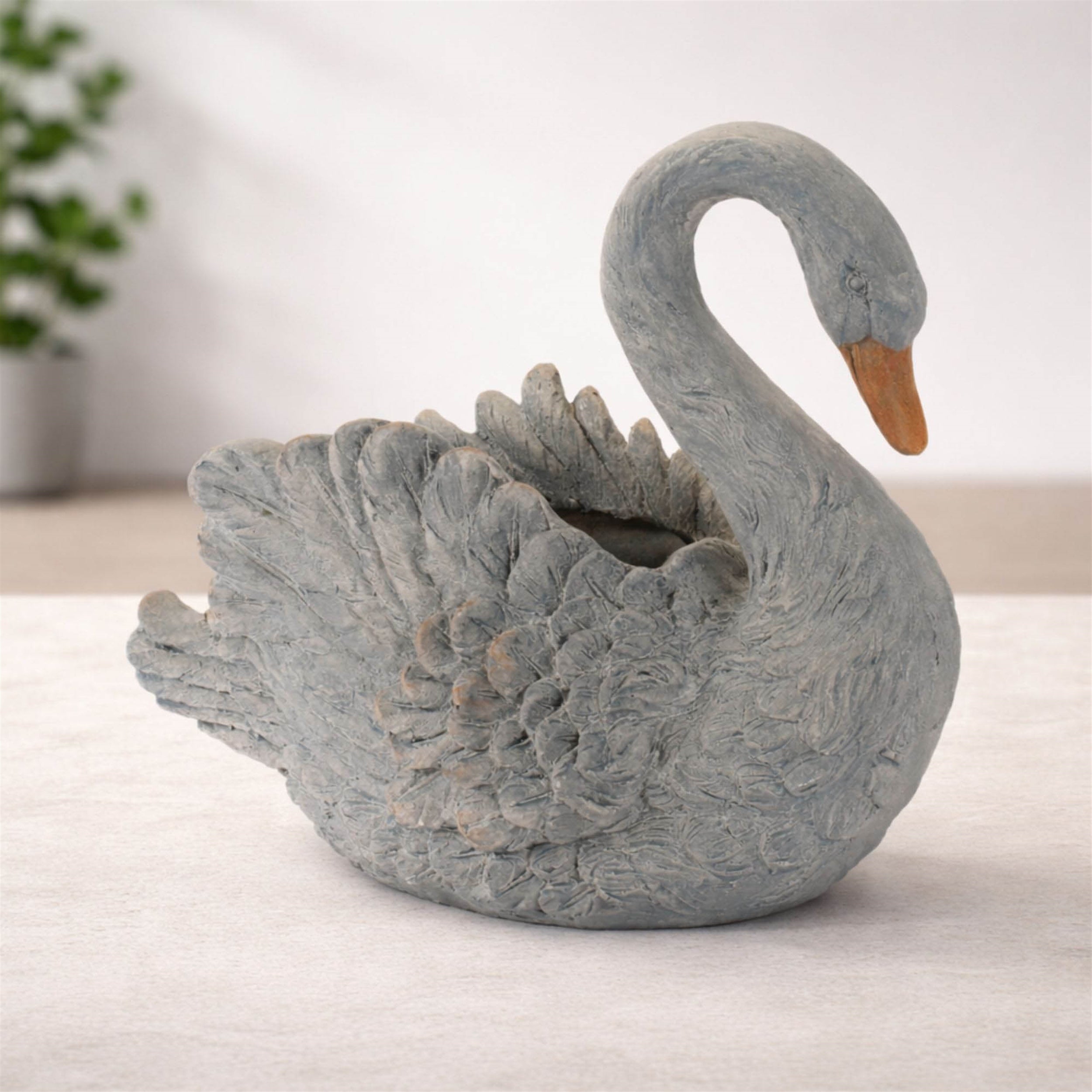 Decorative Swan Resin Planter 18"L
