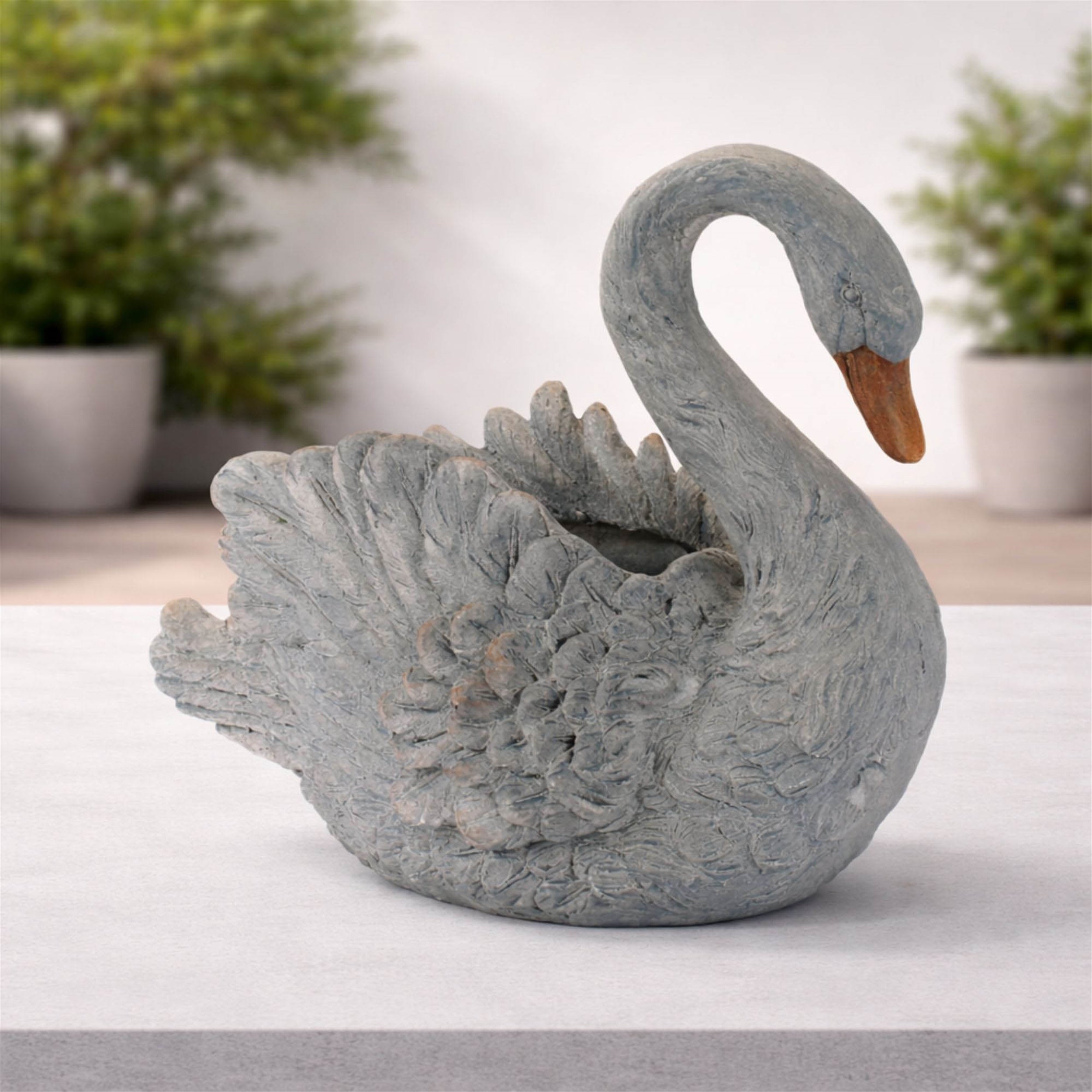 Decorative Swan Resin Planter 18"L