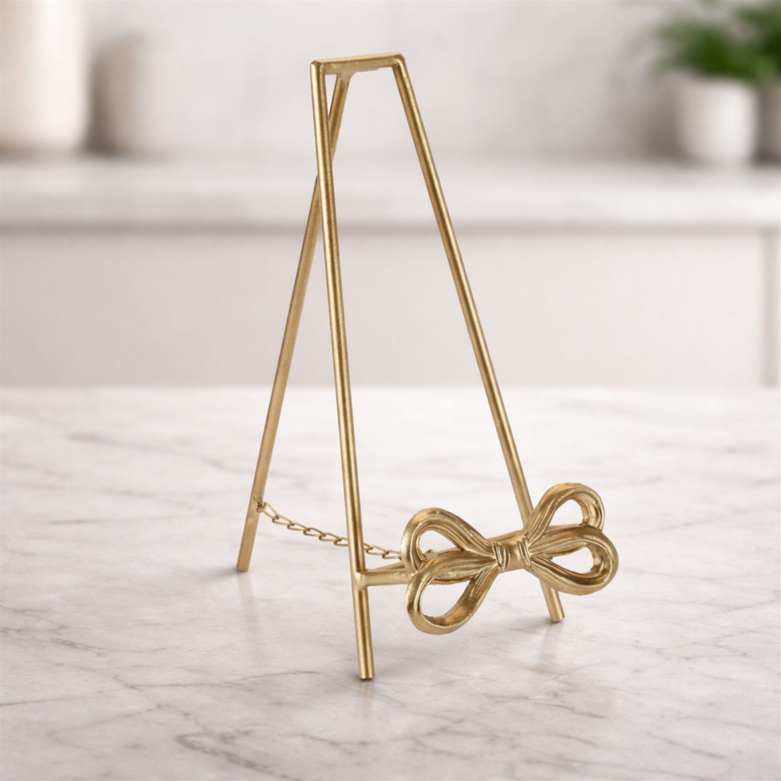 Gold Bow Plate Holder Easel 12.5"H