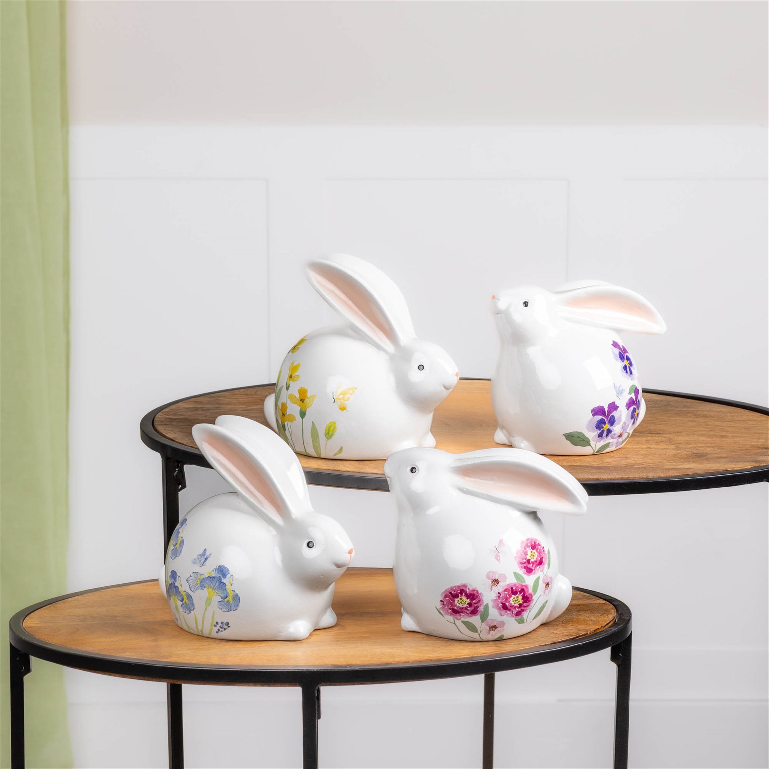 Floral Terra Cotta Rabbit (Set of 4)