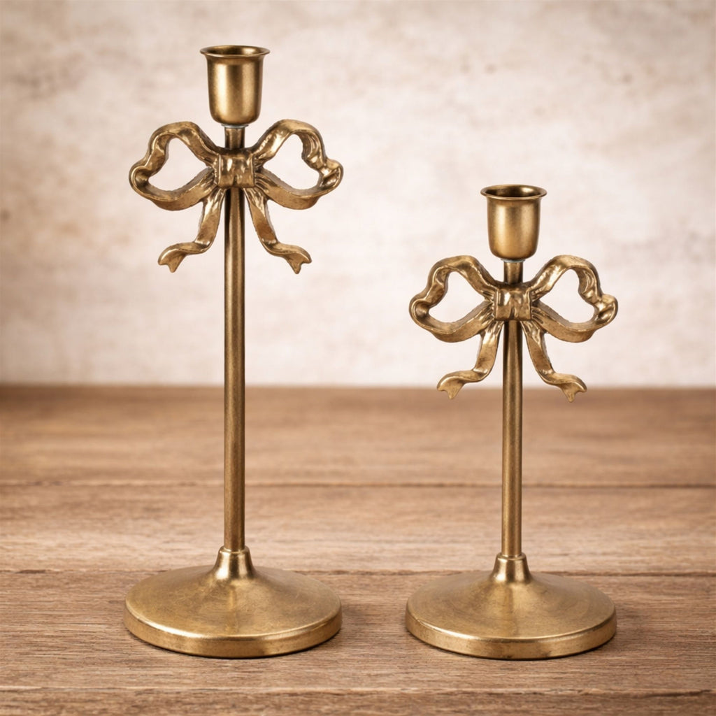 Sculpted Bow Taper Candle Holder (Set of 2)