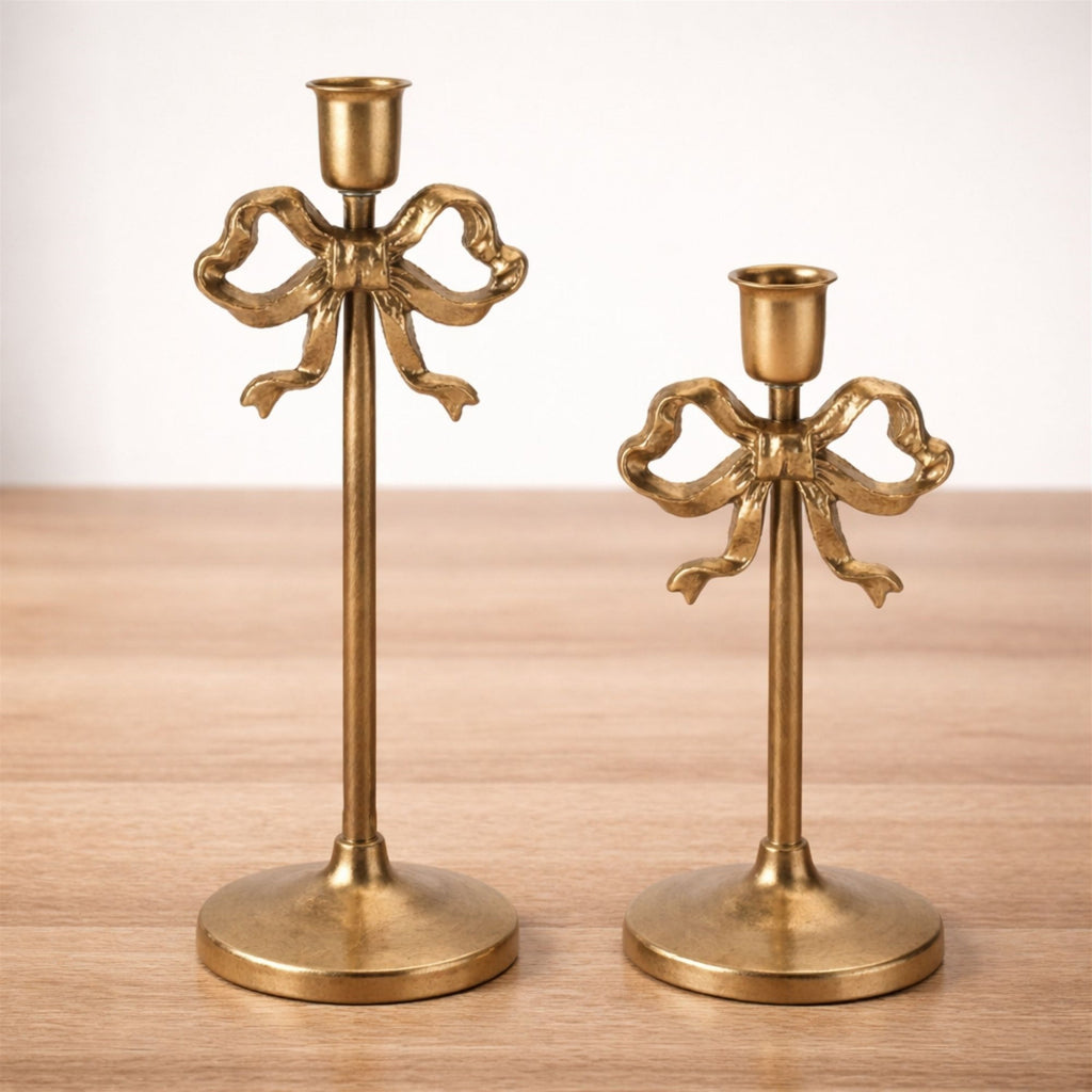 Sculpted Bow Taper Candle Holder (Set of 2)