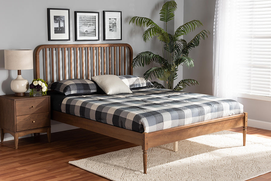 Baxton Studio Neilan Modern and Contemporary Walnut Brown Finished Wood Queen Size Platform Bed