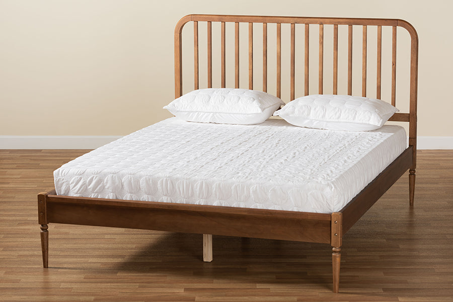 Baxton Studio Neilan Modern and Contemporary Walnut Brown Finished Wood Queen Size Platform Bed