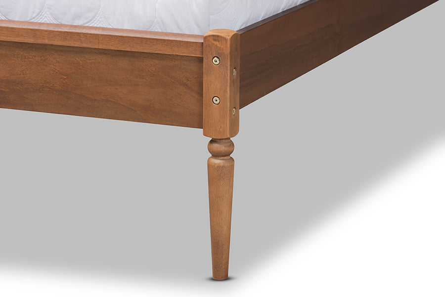 Baxton Studio Diantha Classic and Traditional Dark Grey Fabric Upholstered and Walnut Brown Finished Wood Full Size Platform Bed