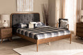 Baxton Studio Diantha Classic and Traditional Dark Grey Fabric Upholstered and Walnut Brown Finished Wood Full Size Platform Bed