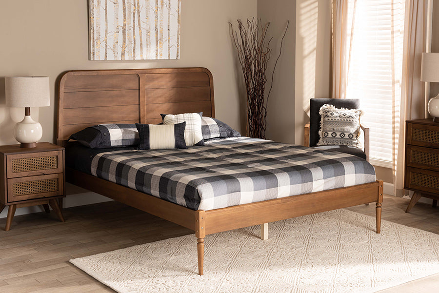 Baxton Studio Kassidy Classic and Traditional Walnut Brown Finished Wood Full Size Platform Bed