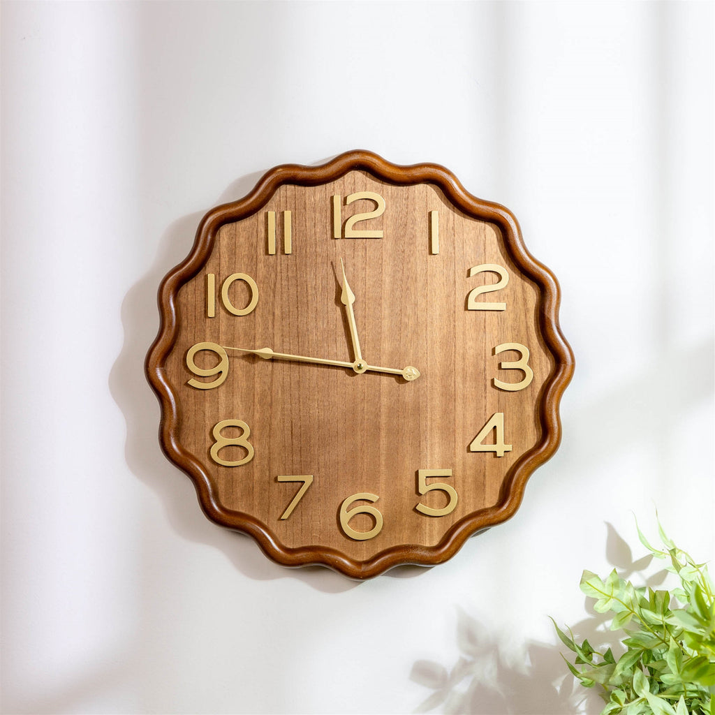 Scalloped Wood Wall Clock 20"D