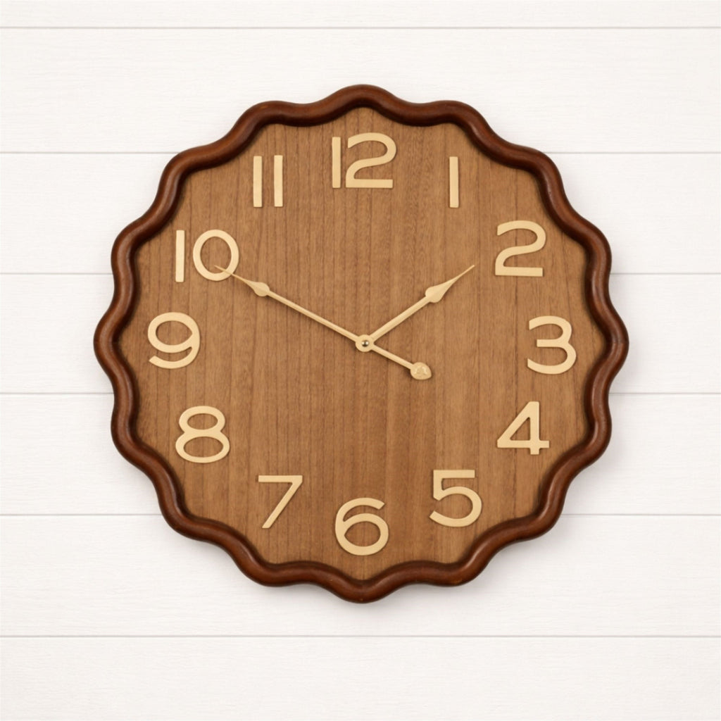 Scalloped Wood Wall Clock 20"D