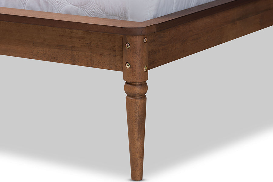 Baxton Studio Regis Modern and Contemporary Transitional Light Grey Fabric Upholstered and Walnut Brown Finished Wood Full Size Platform Bed