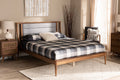 Baxton Studio Regis Modern and Contemporary Transitional Light Grey Fabric Upholstered and Walnut Brown Finished Wood Full Size Platform Bed