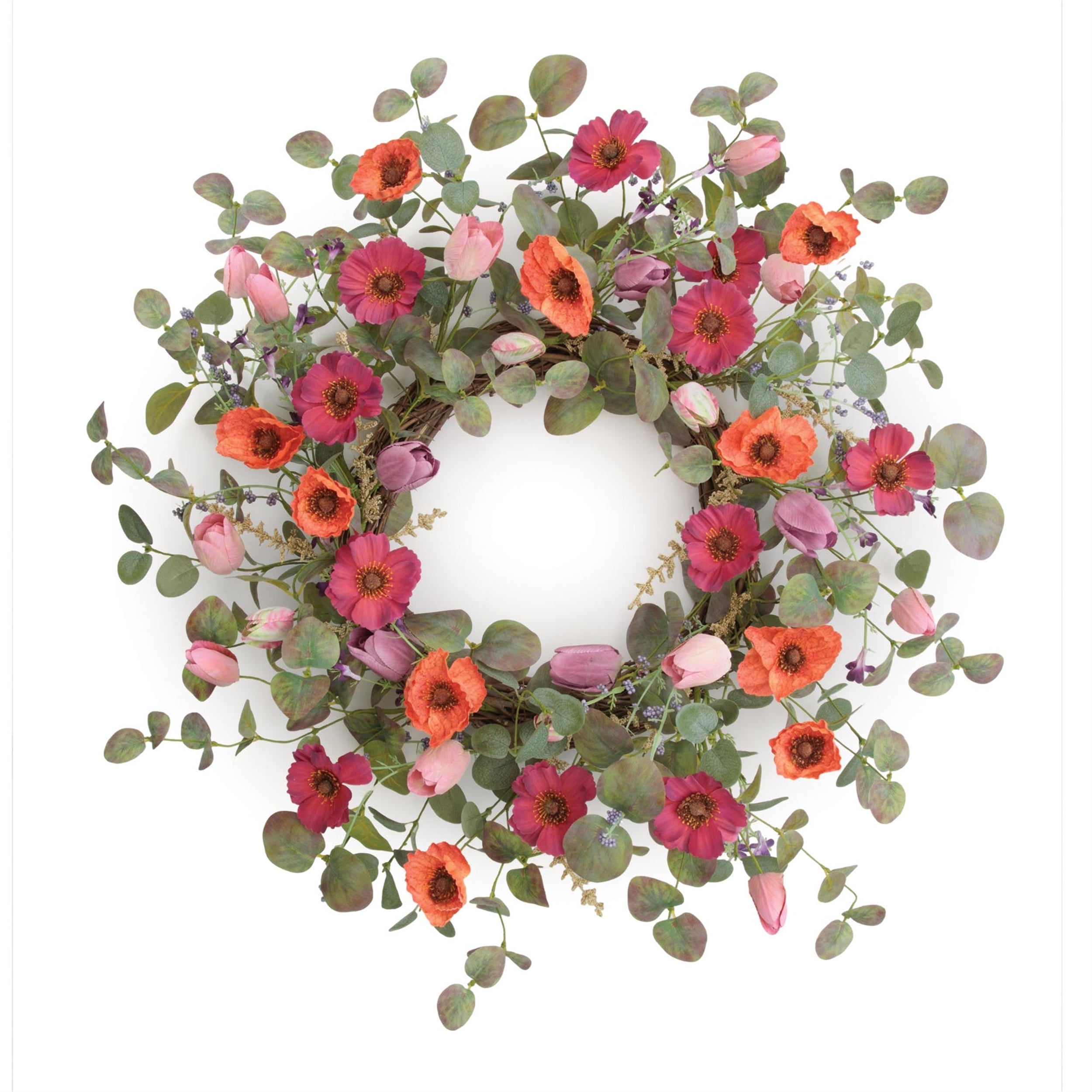 Poppy & Tulip Floral Wreath 22"D
