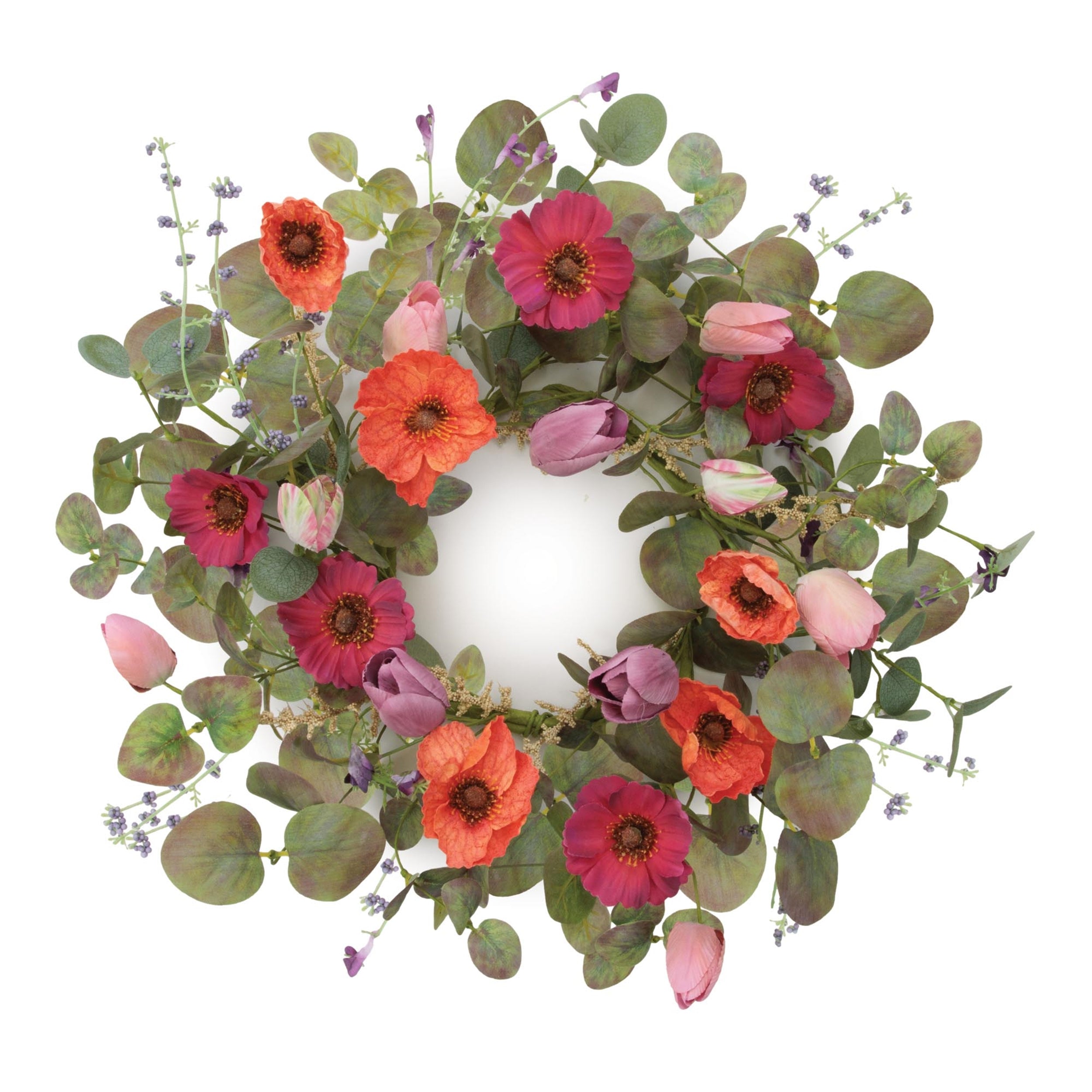 Poppy and Tulip Floral Candle Ring 18"D