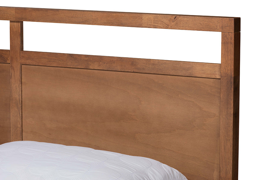 Baxton Studio Saffron Modern and Contemporary Walnut Brown Finished Wood Full Size 4-Drawer Platform Storage Bed