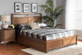 Baxton Studio Saffron Modern and Contemporary Walnut Brown Finished Wood Full Size 4-Drawer Platform Storage Bed