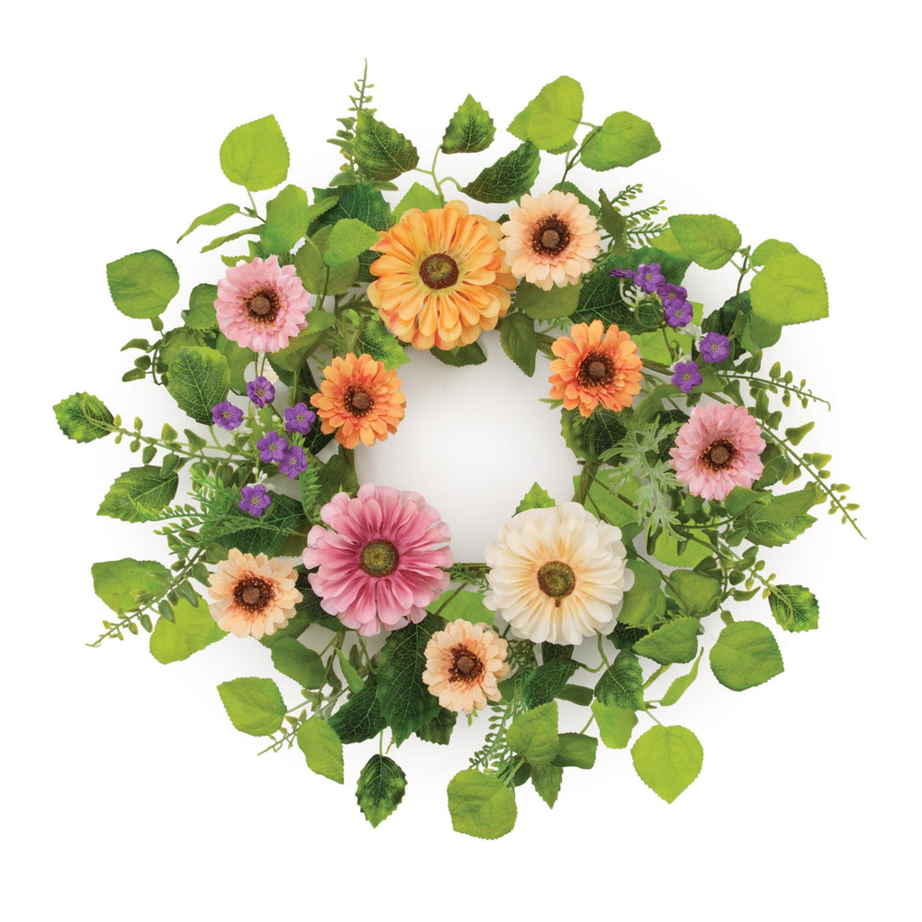 Mixed Zinnia Floral Candle Ring 18"D