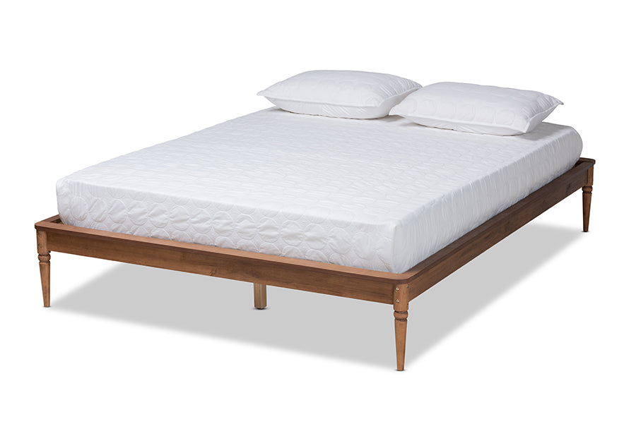 Baxton Studio Tallis Classic and Traditional Walnut Brown Finished Wood Queen Size Bed Frame