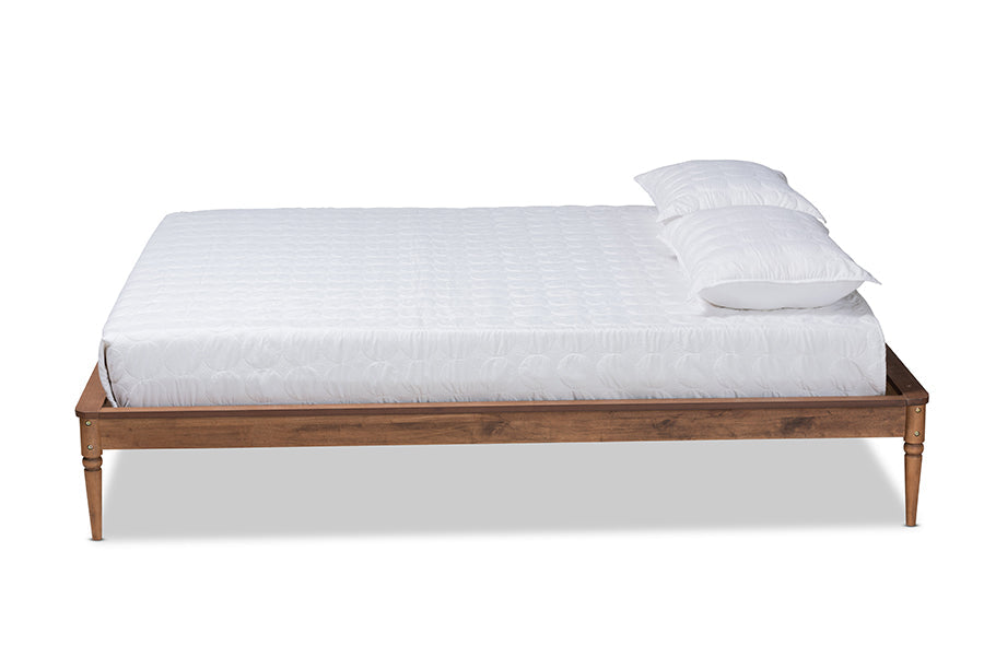 Baxton Studio Tallis Classic and Traditional Walnut Brown Finished Wood Queen Size Bed Frame